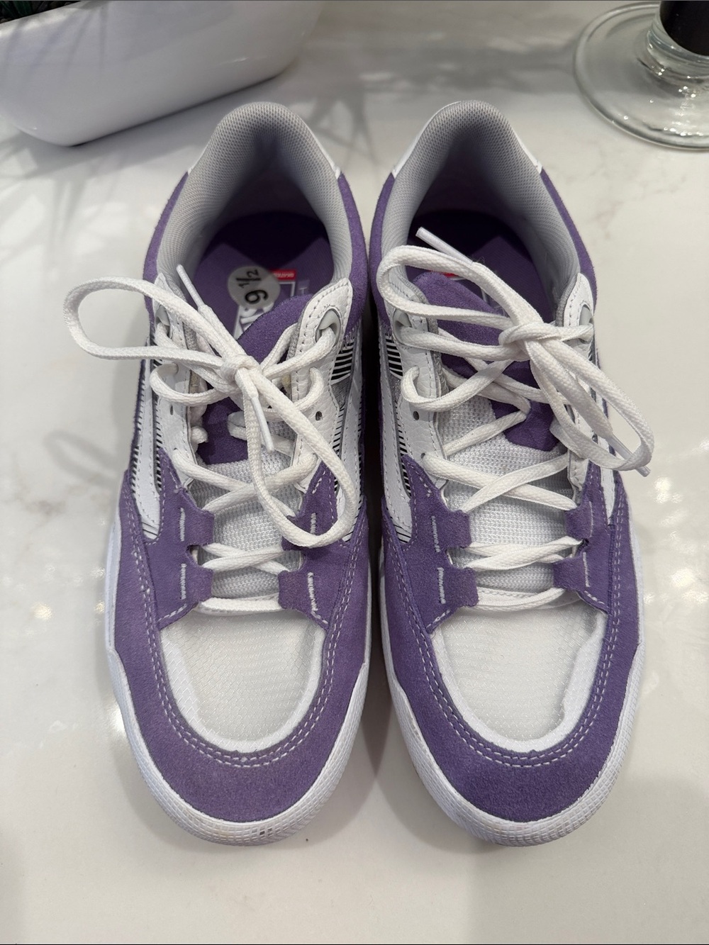 Vans Purple and White Men's Lace-Up Sneakers